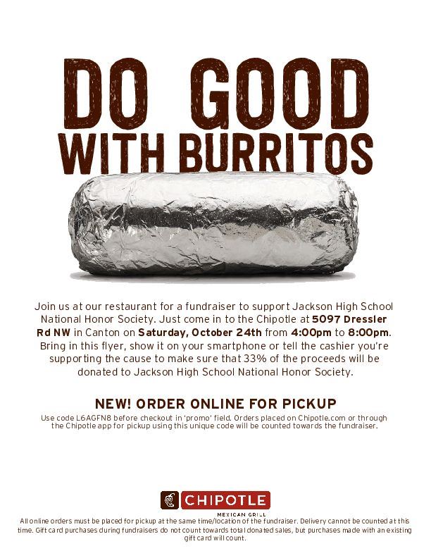 Chipotle Fundraiser 10/24 4-8PM Chipotle Fundraiser 10/24 4-8PM