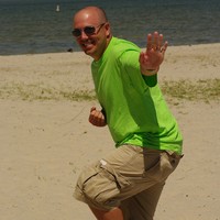 Mr. Baker on vacation goofing around